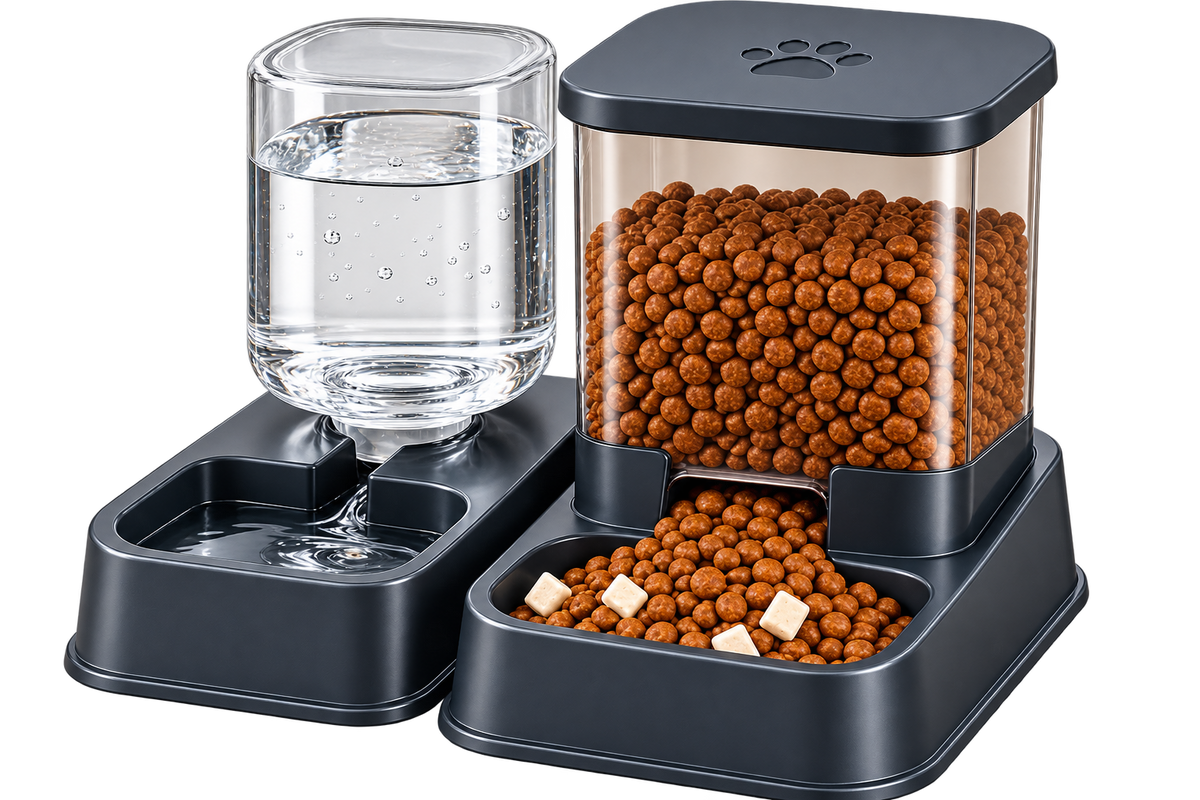 Automatic food and water bowl set for cats and dogs
