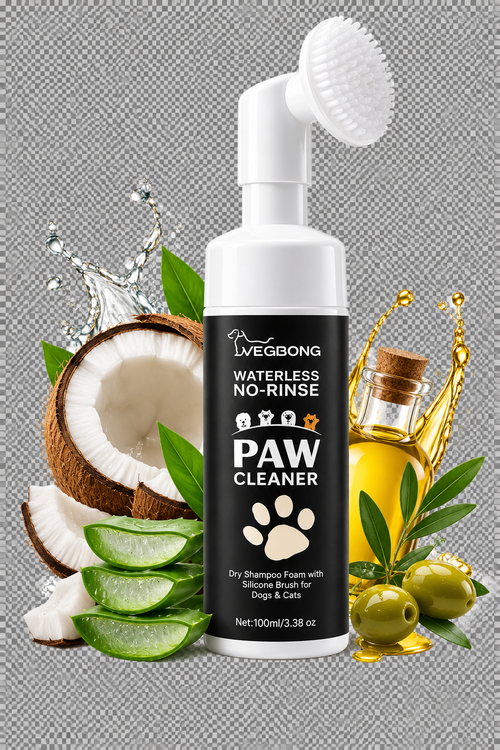 Paw cleaner foam with silicone brush